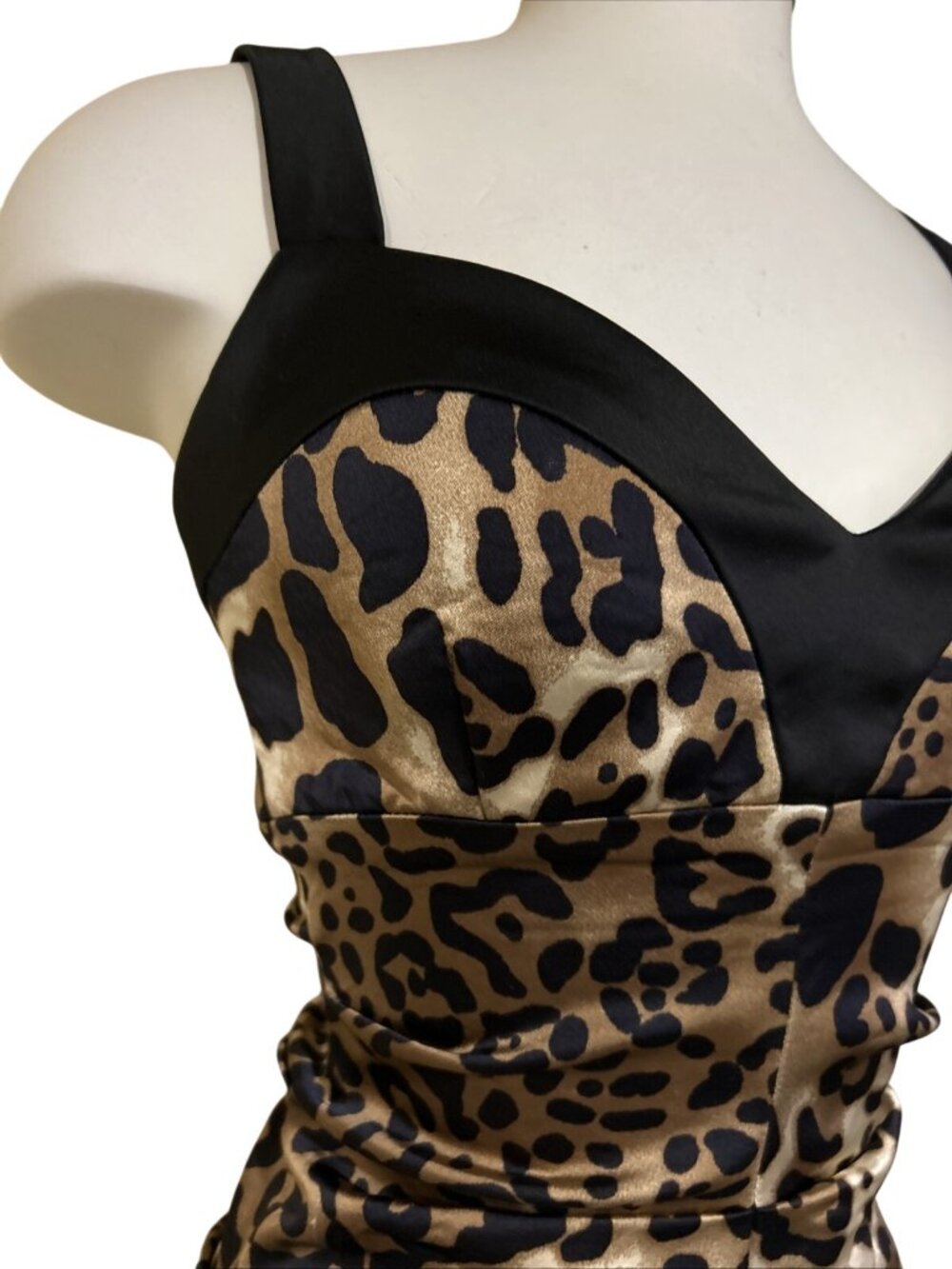 Vintage Cache Dress Leopard Print Pencil Wiggle 2 XS Pin-up Sexy Mob Wife - Picture 5 of 11